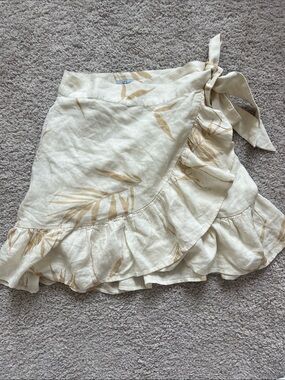 Rails palms mini skirt wrap skirt ivory cream linen size xs